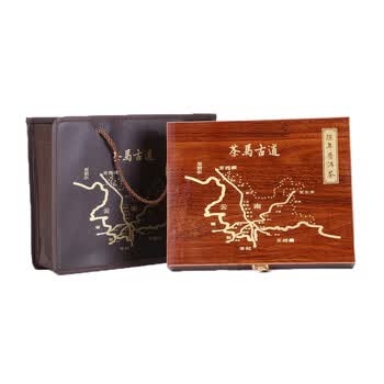 普洱茶饼包装盒木盒礼品盒 茶马古道陈年普洱茶饼空盒 巧克力色