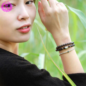 宁奢 茶晶 银双鱼两圈手链 手串 女 饰品 礼物 14码