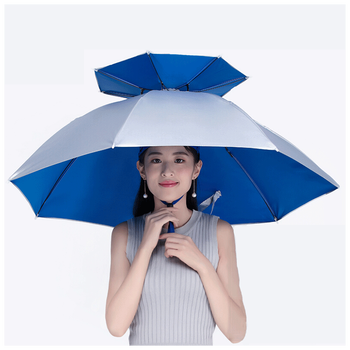 伞帽头戴伞钓鱼雨伞帽防晒防雨头顶雨伞双层折叠头戴式遮阳伞帽子 二