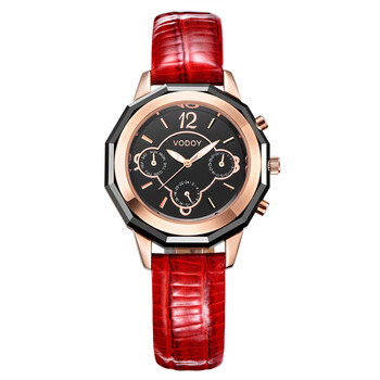 沃度(vodoy)手表 女士时尚皮带女表石英多功能休闲运动防水石英表情人