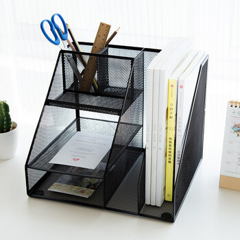 广博(GuangBo)金属网状多功能文件框/文件筐/带笔筒收纳架办公用品 黑 WZ9316 广博(GuangBo)金属网状多功能文件框/文件筐/带笔筒收纳架办公用品 黑 WZ9316