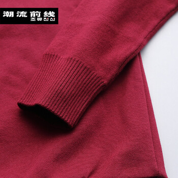 潮流前线 新款女式字母印花套头衫长袖卫衣上衣 黑色 S