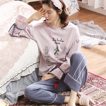 古莱登长袖睡衣女春秋套装公主白色时尚气质女士家居服两件套 长袖女k