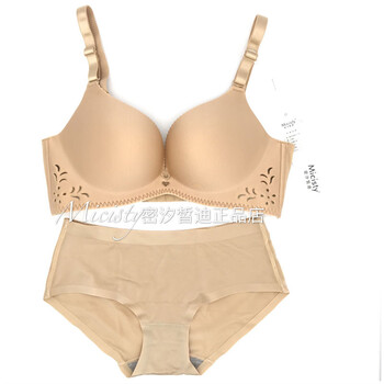 密汐迪镂空款大胸内衣套装舒适薄款无钢圈胸罩一片式无文胸 肤色 70c