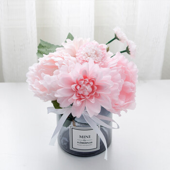 时光巴士 北欧简约花瓶摆件玻璃客厅透明插花干花欧式仿真花鲜花桌面