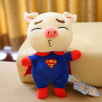 可爱卡通幻想猪变身超人玩偶小猪毛绒玩具公仔吸盘挂件猪猪布娃娃