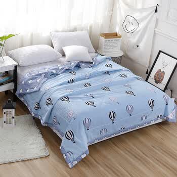 夏季空调被夏凉被双人夏凉可机洗单人夏被夏天盖的薄被子 天蓝色 100