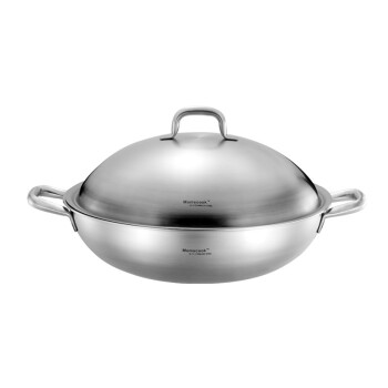 
                                                            Momscook 不锈钢炒锅 304 炒菜锅少油烟无涂层36CM TL3610                