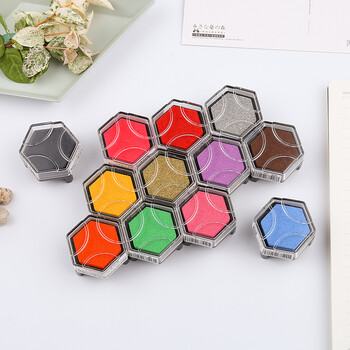 【全网低价】旗牌（Shachihata）Artline 办公文具财务小巧趣味六角多彩手帐印台印泥盒 茶色 NI-RV-BR美术写生