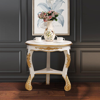 知茗 欧式边几简约客厅沙发边几现代角几小茶几实木方几圆几圆桌电话