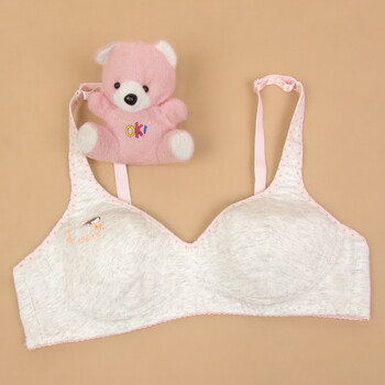 可爱学院风少女文胸女生背心式胸罩初中学育期无钢圈内衣 灰色 75a