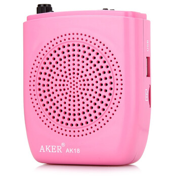 
                                        爱课(AKER)AK18扩音器液晶显示屏FM收音录音便携腰挂喊话器小蜜蜂音响(粉色)                