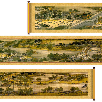 皇室蒙娜丽莎印花新款十字绣【清明上河图】全图全景6米6m客厅风景画系列大画 皇室W300古董布 长6.0米*宽0.65米