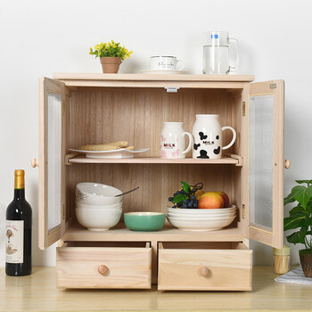 实木碗橱柜家用纱网透气菜柜小碗柜厨房储物柜餐边柜菜橱饭碗碟柜