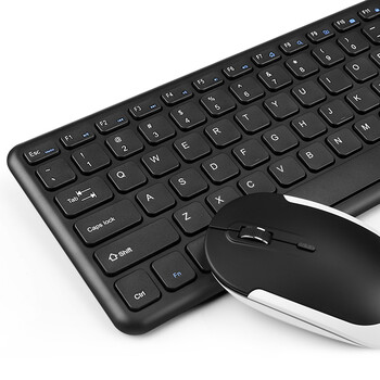 B.O.W航世 HW156S 超薄便携无线键盘鼠标套装  静音电脑办公家用通用键盘鼠标 黑色