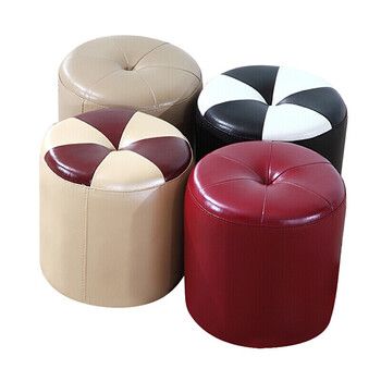 皮凳子圆凳沙发凳换鞋凳客厅现代简约木质茶几矮凳皮墩子 进口皮(珠光