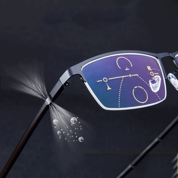 渐进多焦点老花镜 男远近两用变色双光眼镜戴着走路变焦眼镜 渐进多