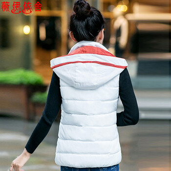 薇伊依舍2015秋冬新款羽绒服马甲韩版轻薄连帽马甲背心外套15603 白色 XXL
