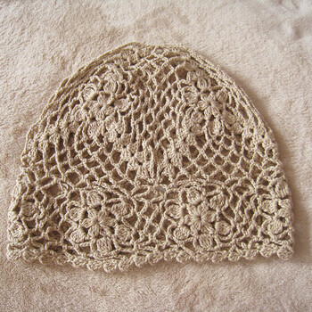 毛线帽手工编织棉线帽子纯编织春夏钩花透气镂空薄款成人针织瓜皮帽2
