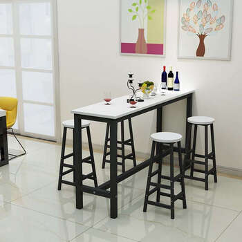 古达 客厅靠墙高脚桌椅办公室茶水间吧台隔断餐桌长条桌子圆櫈家用