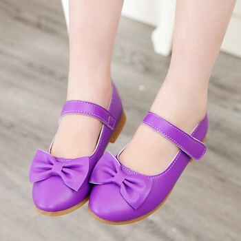 童鞋2018春秋新款女童皮鞋韩版儿童蝴蝶结公主鞋宝宝单鞋 lf-3紫色 28
