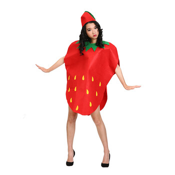 草莓西瓜儿童水果蔬菜衣服幼儿园手工环保服装草莓服大人均码155170cm