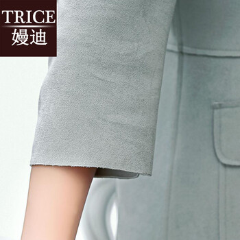 trice2015秋装新款大码女装韩版外套女修身中长款长袖麂皮绒风衣女 HHSJ5870 粉红色 M