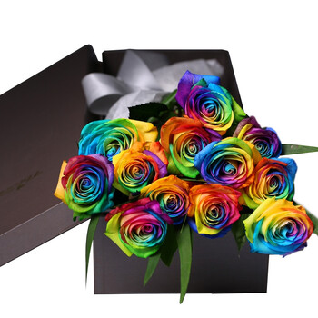 爱唯一 【onlylove】彩虹玫瑰 12朵七彩玫瑰 情人节送女友生日礼物