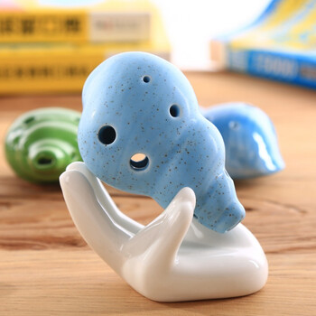 炎黄 陶笛卡通六孔陶瓷中音6孔12孔小海豚可爱卡通陶笛初学ac调送挂绳