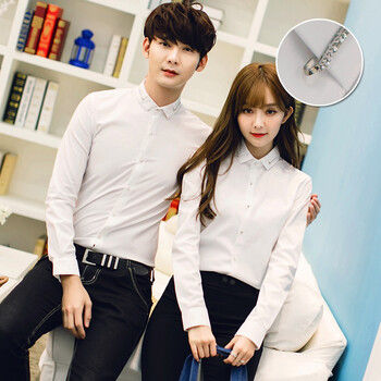 墨麒麟男装新款经典情侣装简约纯色打底衫男女同款工作服班服 白色