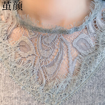 茧颜2016春款女装甜美可爱中长款针织蕾丝打底长袖连衣裙  Y900 8693浅灰色 L