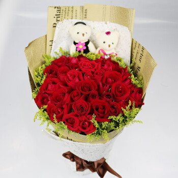 蔷薇恋鲜花同城配送 33朵红玫瑰花束 表白送女友生日礼物 33朵红玫瑰-黄英 当日达-可预约送花时间