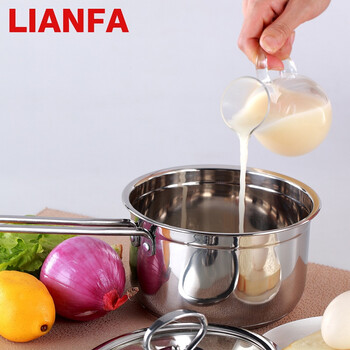 联发(lianfa)304不锈钢奶锅聚能环复底汤锅16cm电磁炉通用婴儿食锅 14CM
