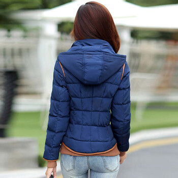 阁礼莎2015女装冬上新新品加厚羽绒服女短款 羽绒棉衣短外套女QMF009 藏青色 L