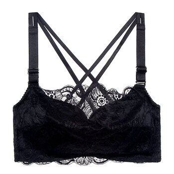 大码文胸95c款胖mm大胸显小 抹胸背心式内衣大罩杯美背收副乳 黑色 38