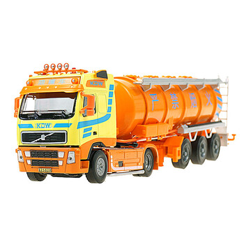 凯迪威 汽车模型校车合金车模型玩具工程车模型挖钻机 油罐车-橙色