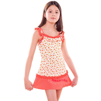 韩版儿童泳衣女童连体裙式三角游泳衣女孩少女学生中大童泳装百搭