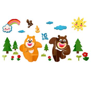 立体墙贴卡通出没墙贴画儿童房装饰卧室贴纸幼儿园墙面