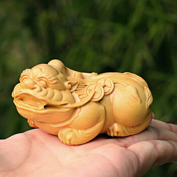 乐清黄杨木雕文玩貔貅手把件木质实木雕刻工艺品家居摆件