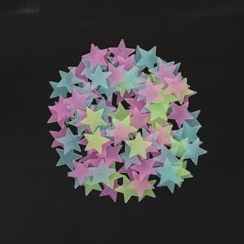 贴墙上的装饰品夜光星星发光贴片荧光贴纸3d立体墙贴房间卧室房顶 混