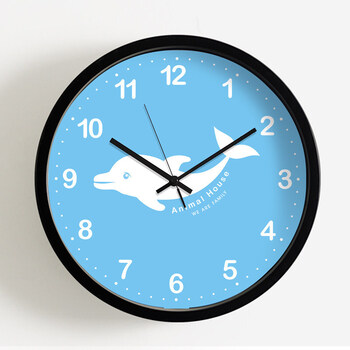 客厅静音时尚创意个性大挂表装饰时钟儿童房卧室现代简约钟表 海豚 10
