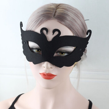 威尼斯复古天鹅创意面具女儿童通用舞会半脸假面 黑色