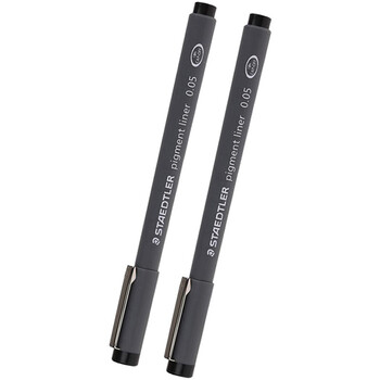 施德楼（STAEDTLER）针管笔勾线笔 0.05mm纤维头耐擦防水直液签字笔 美术绘图描线速干笔 2支装308005-9