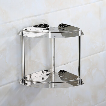 浴室置物架厕所洗漱台吸壁式卫生间三角架子转角架壁挂免打孔 不锈钢