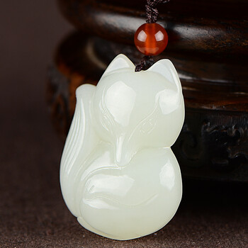 天然和田玉狐狸吊坠 正品新疆玉器玉面狐狸玉坠女挂件 玉石项链男