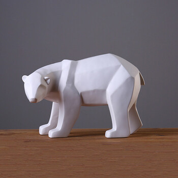 欧式客厅电视柜酒柜装饰北极熊雕塑树脂几何动物工艺品摆件 a款:北极