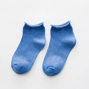 卓比特(zebetter)儿童糖果色袜子夏季薄款男女童纯色夏天短袜 蓝色三