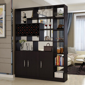 川仁 酒柜隔断柜玄关柜客厅展示柜门厅柜鞋柜 黑色 五门款200*30*200