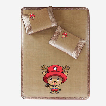 夏季卡通洗藤席凉席竹席折叠席子学生宿舍单双人三件套床品 笑脸(无