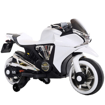 儿童电动摩托车大号4-5岁男女宝宝玩具车可坐人充电小孩电瓶童车 白色